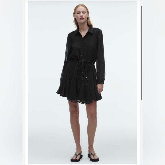 NWT Zara black Swiss dot mini dress - Picture 1 of 5